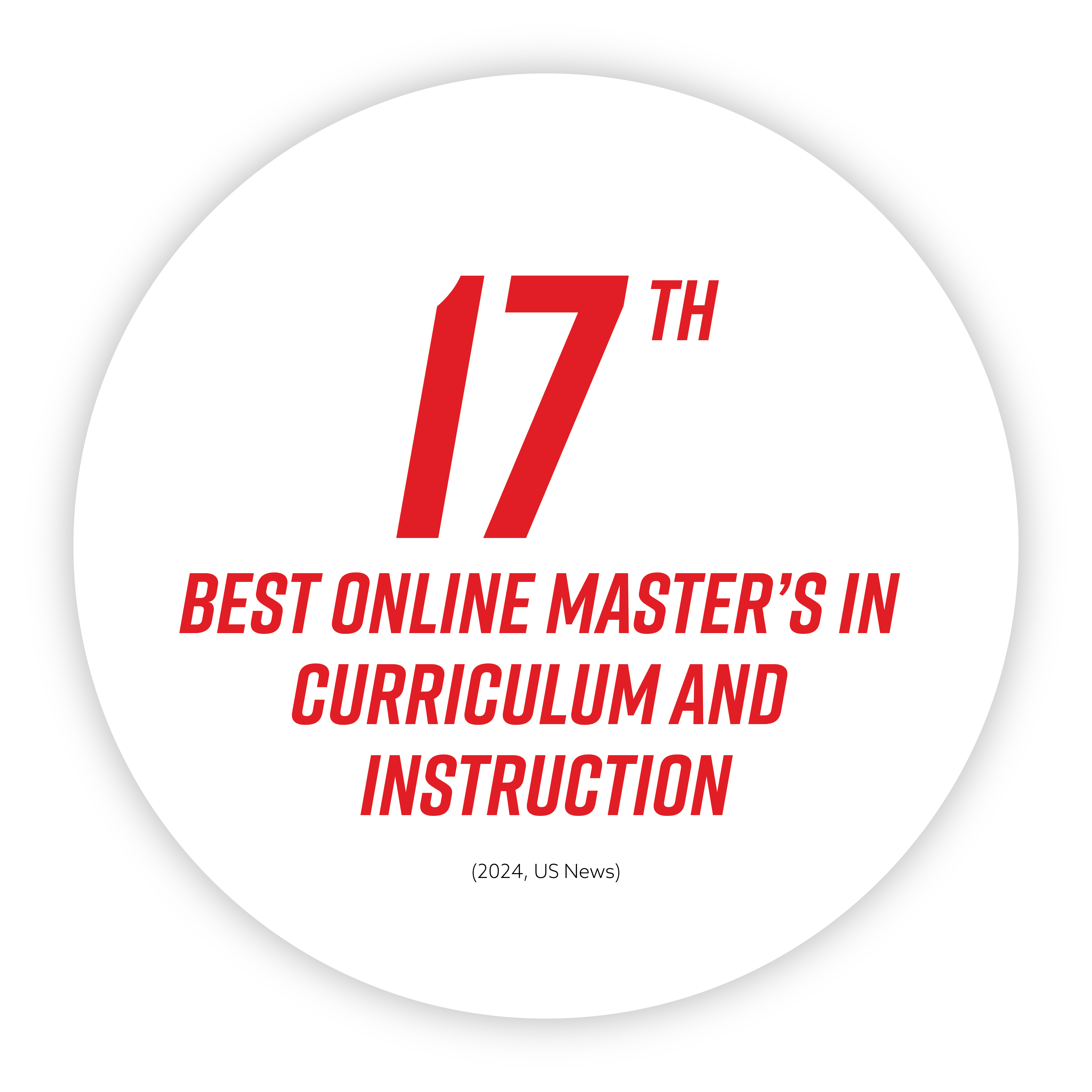 17th Best Online Master’s in Curriculum and Instruction, US News 2024