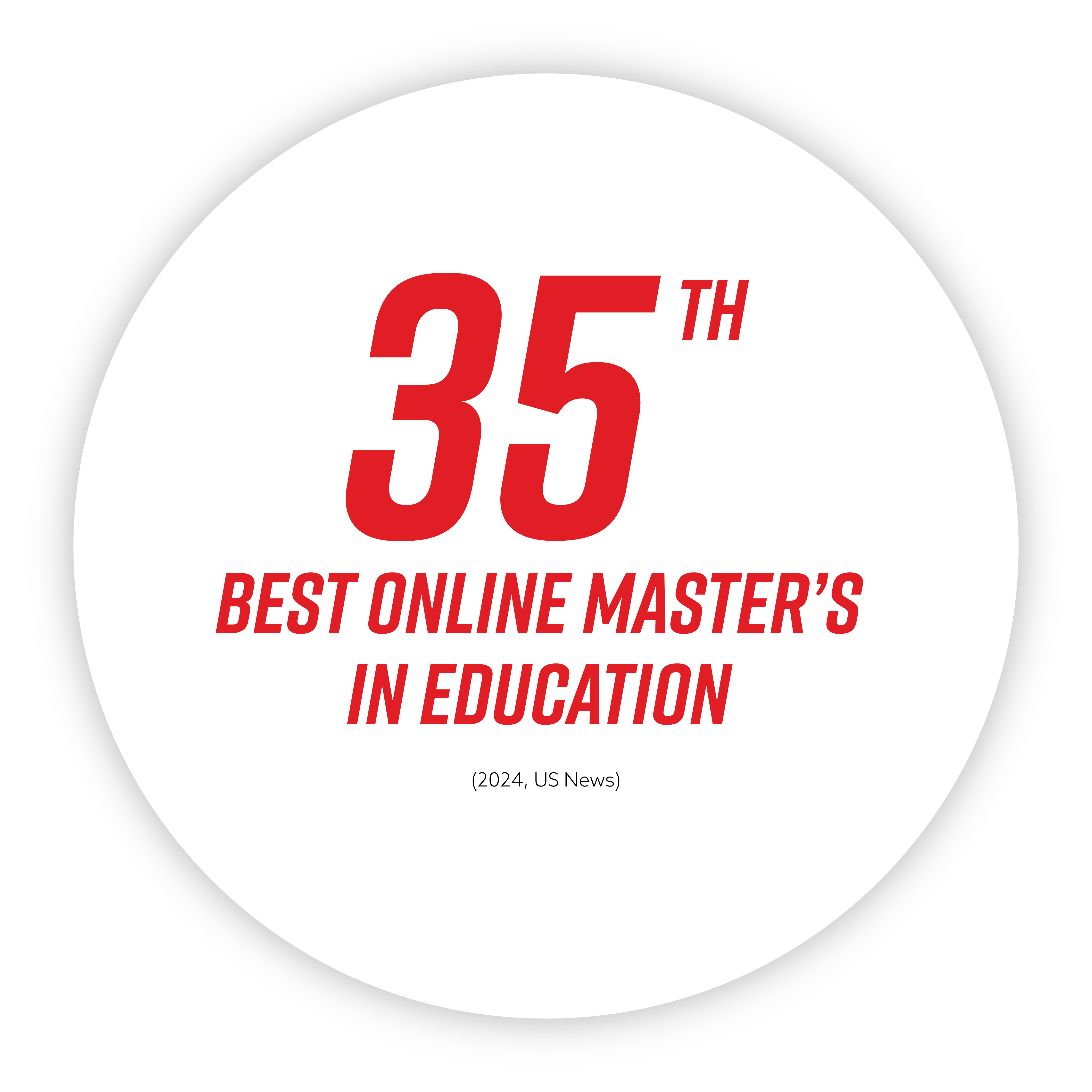 35th Best Online Master's in Education, US News 2024