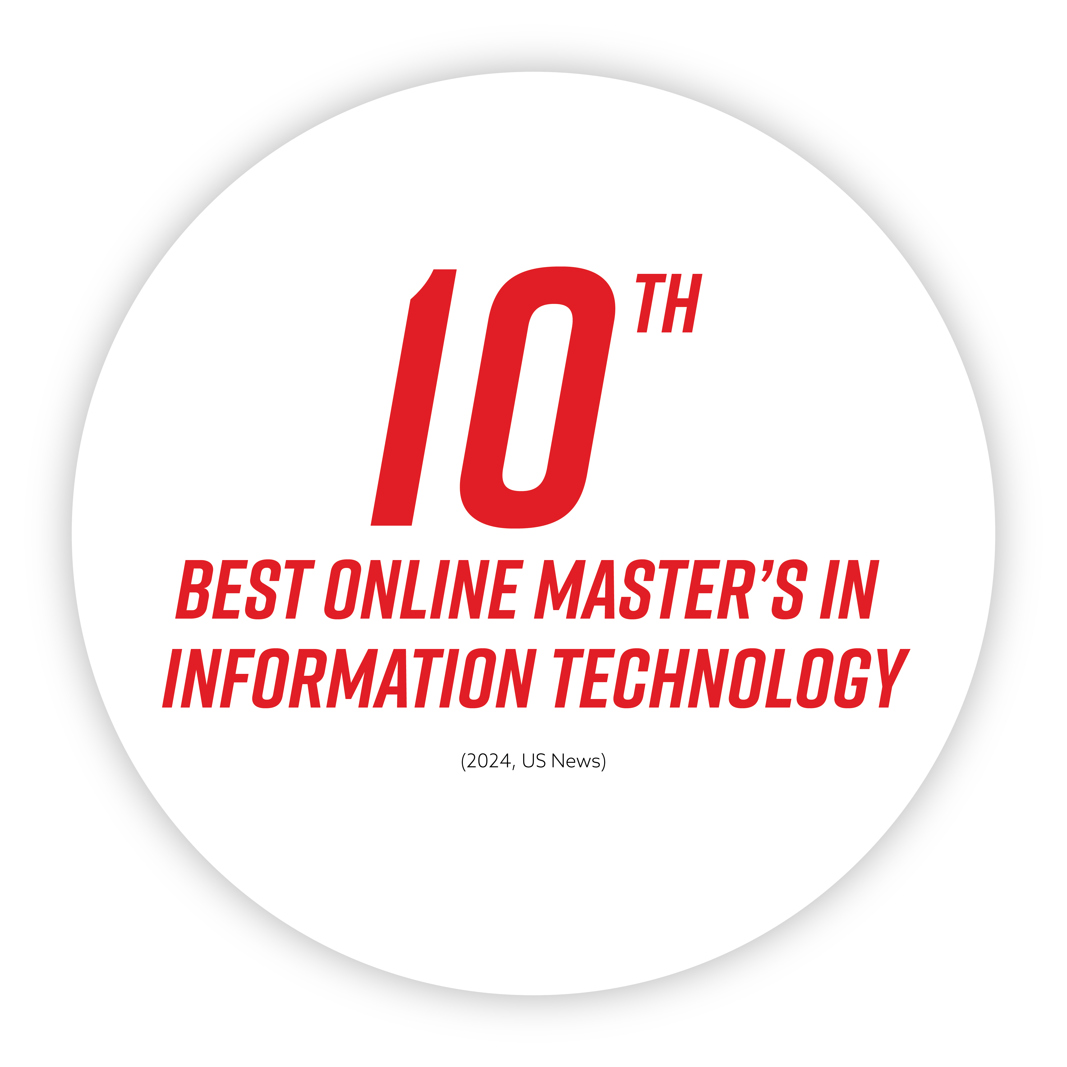 10th Best Online Master's in Information Technology, US News 2024